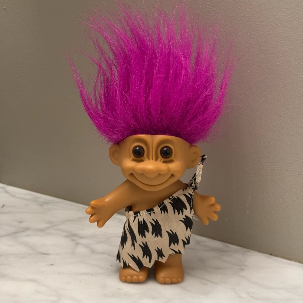 Vintage 1994 Russ Troll Doll Purple Hair Caveman Cavewoman Toy #18361